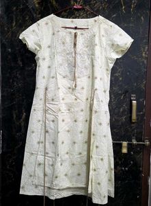 Cream Embroidery Knot Kurta