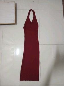 Burgundy Halter Maxi Dress
