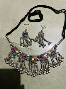 Navratri Oxidised Necklace &amp; Earring Set