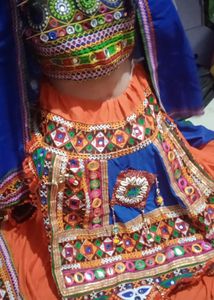 Orenge Blue Multy  Garba Choli