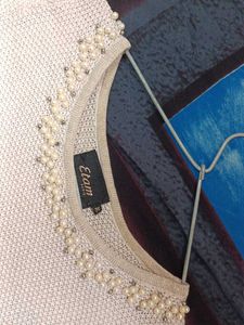 Elegant Pearl Embellished Peplum Top