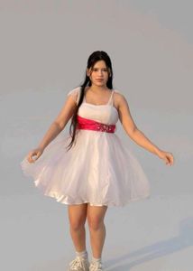 White &amp; Pink Tulle Party Dress💕🤍