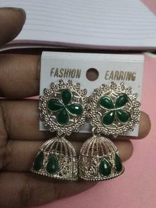 Anti Tarnish Green Jhumkas