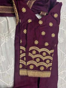 Elegant burgundy heavy Kurta patiyala salwar set,.