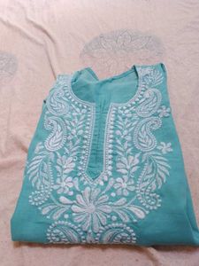 Aqua Chikankari Kurti