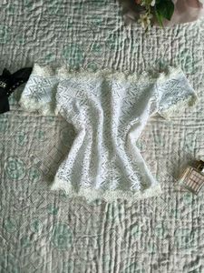White Crochet Off-Shoulder Top