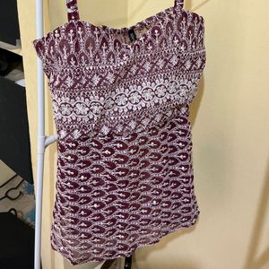 Gorgeous Burgundy Embellished Peplum Short Kurti