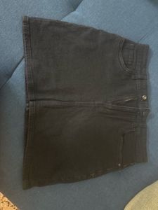 Roadster Black Denim Straight Mini Skirt
