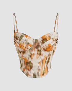 Asymmetrical Tie Dye Busty Corset Crop Cami Top
