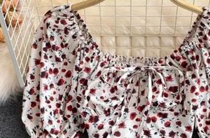 Women Puff Sleeves Crop-top Sweet Korean Style
