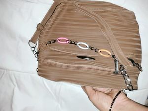 Brown Shoulder Bag with Chain Detail