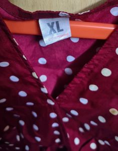 Maroon Polka Dot Top
