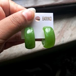 Green Hoop Earrings