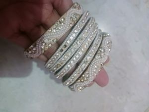 White Bangles Set