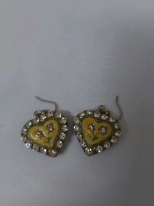 Heart Shaped🩷💛 Lakh Rhinestone Earrings