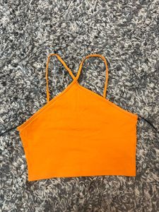 H&M Orange Halter Crop Top