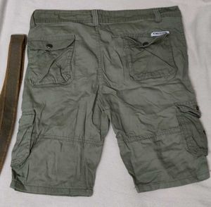 Olive Green Cargo Shorts with Belt 🩳