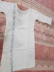 White Chickenkari Kurti