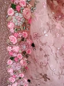 Pink Embroidered Cut Work Bridal Designer Saree