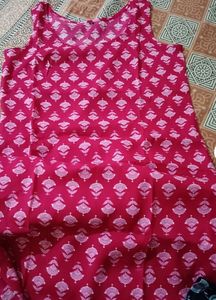 Pink Printed Kurti with Side Slits