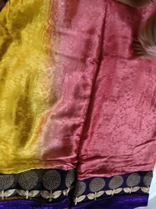 Beautiful Double Shade Saree With Velvet Border