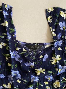 Floral Print Navy Blue Top