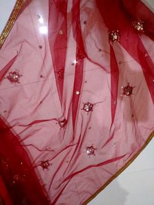 Net Pallu Red Saree❤️