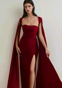 Elegant Maroon Extended Cape Sleeve Maxi Dress