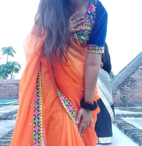 Saree With Kacchi Work Blouse