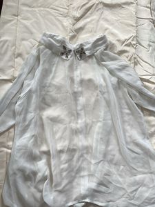 White Sheer Butterfly Blouse