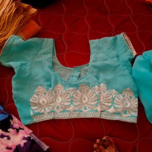 Georgette Embroidery Saree With Stitch Blouse