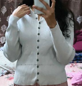 Ribbed Button-Down Cardigan