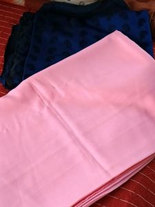 Plain Pink Saree For Tailoring