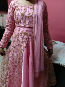 Pink & Gold Embroidered Anarkali