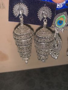 Statement Silver Jhumka Earrings