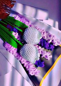 Crochet  Tulips And Lavender Flower Bouquet 💐