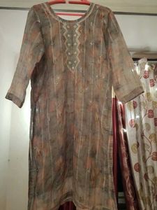 Hand Paint Cotton Suit 3pc