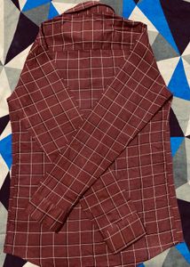 Burgundy Plaid Button-Down Shirt
