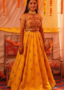 Bridal Haldi Outfit Crop Top With Ghagara
