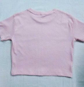 Pink Textured Short Sleeve Top