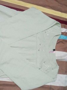 Elegant Green Embroidered Top