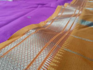 Silk Saree - Purple &amp; Gold Stripes