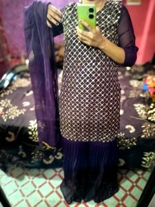 Elegant Purple & Gold Salwar Suit