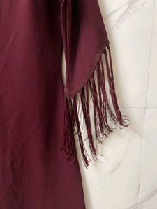 Chic Maroon Fringe Sleeve Dress – Size XL