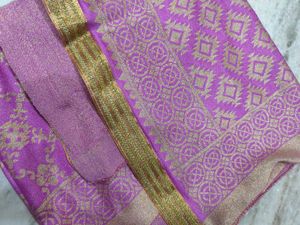 Elegant Pink & Gold Ethnic Fabric
