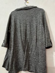 Gray Cardigan &amp; Blouse Set