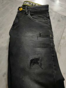 Distressed Black Denim Jeans