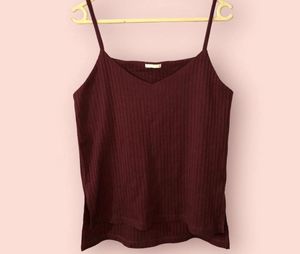 Burgundy Ribbed Tank Top