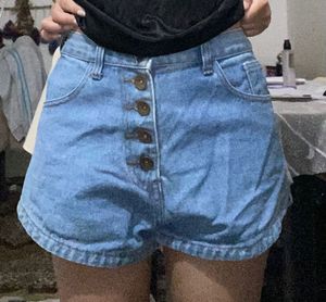 Button-Up Denim Shorts