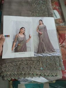 Elegant Grey Embellished Saree